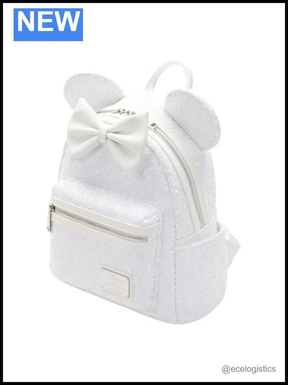 Disney Minnie Mouse Sequin Shoulder Bag with Bow Faux Leather